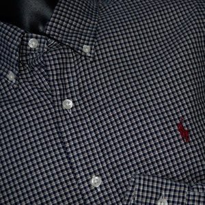 Ralph Lauren Plaid Button Front Shirt Black maroon